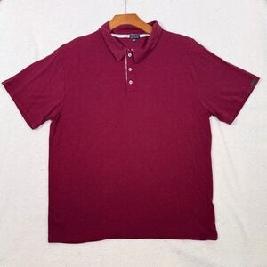 Two Blind Brothers Mens XL Short Sleeve Polo Shirt Maroon Braille Tag USA Bamboo